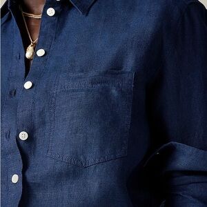 Jcrew Women's Navy Irish Linen Shirt